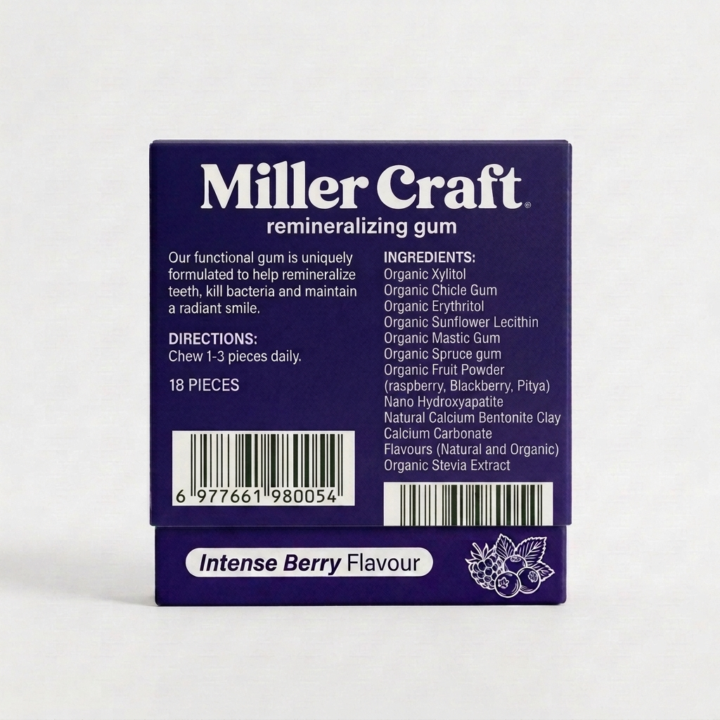 Miller Craft Remineralizing Gum – Intense Berry Flavour - 🌿 PRE-ORDER — Ships in 6-8 weeks. Lock in your price today.