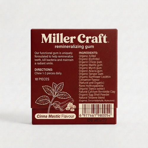Miller Craft Remineralizing Gum – Cinna Mastic Flavour - 🌿 PRE-ORDER — Ships in 6-8 weeks. Lock in your price today.