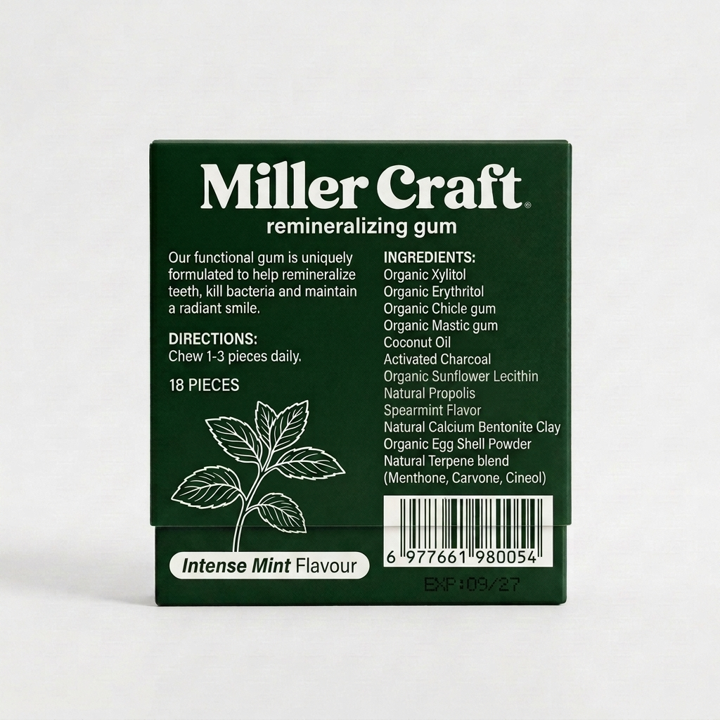 Miller Craft Remineralizing Gum - Intense Mint Flavour - 🌿 PRE-ORDER — Ships in 6-8 weeks. Lock in your price today.