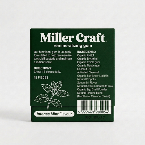 Miller Craft Remineralizing Gum - Intense Mint Flavour - 🌿 PRE-ORDER — Ships in 6-8 weeks. Lock in your price today.